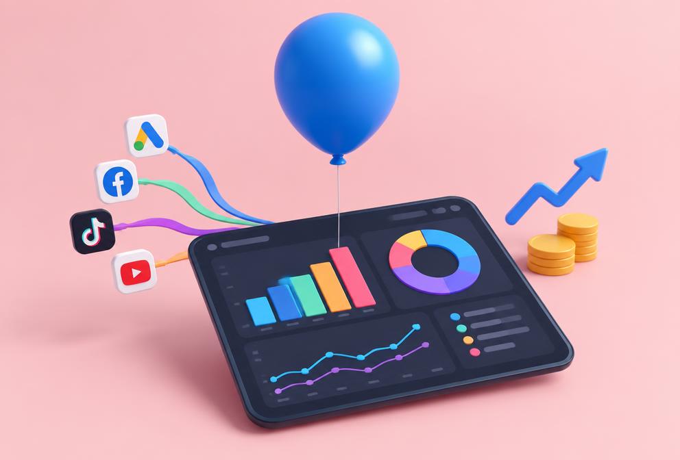 Арбітраж трафіку: 3D-ілюстрація тестування офферів і лендингів через мобільні проксі